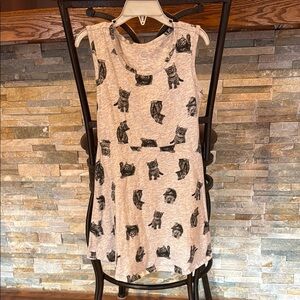 🆑FINAL PRICE‼️ Girls size 6/6X gray tank dress with black kitties all over it